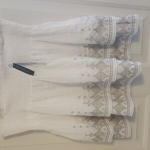 White House Black Market Cream Textured Skirt